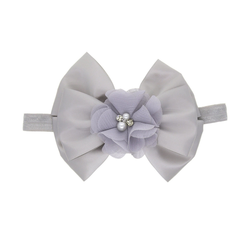 Solid With Flower Applique Hairband - Grey - image 4