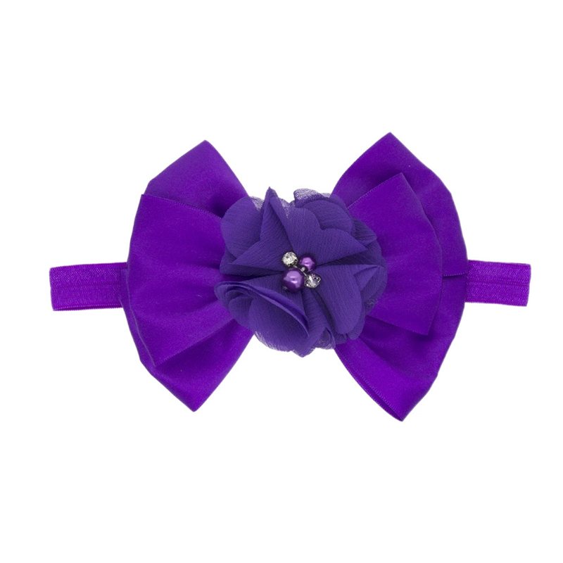 Solid With Flower Applique Hairband - Purple - image 6