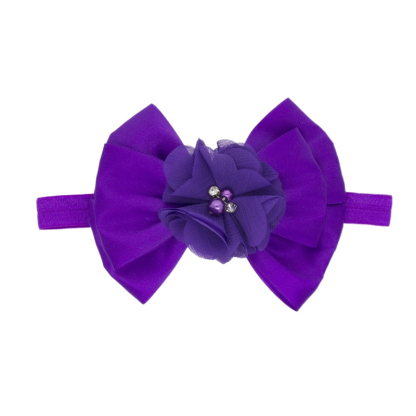 Solid With Flower Applique Hairband - Purple - image 6