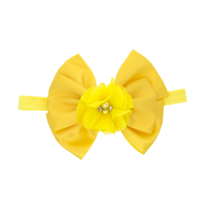 Solid With Flower Applique Hairband - Yellow - image 7