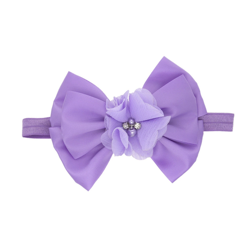 Solid With Flower Applique Hairband - Light Purple - image 8