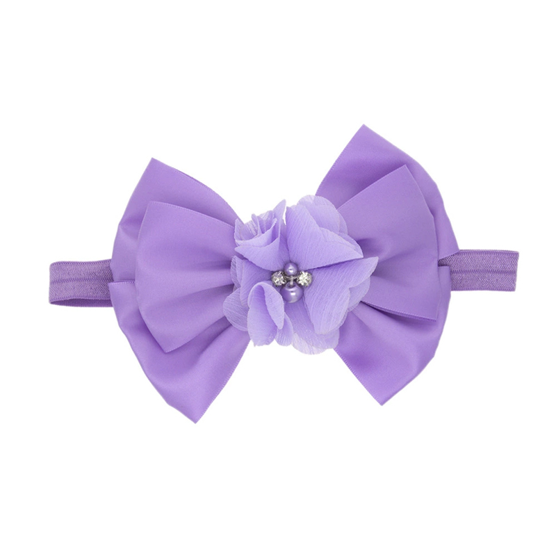 Solid With Flower Applique Hairband - Light Purple - image 8
