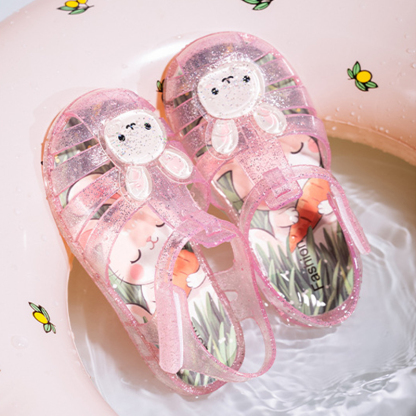 Cartoon Glitter Round Toe Sandals - Pink - 21CM - image 7