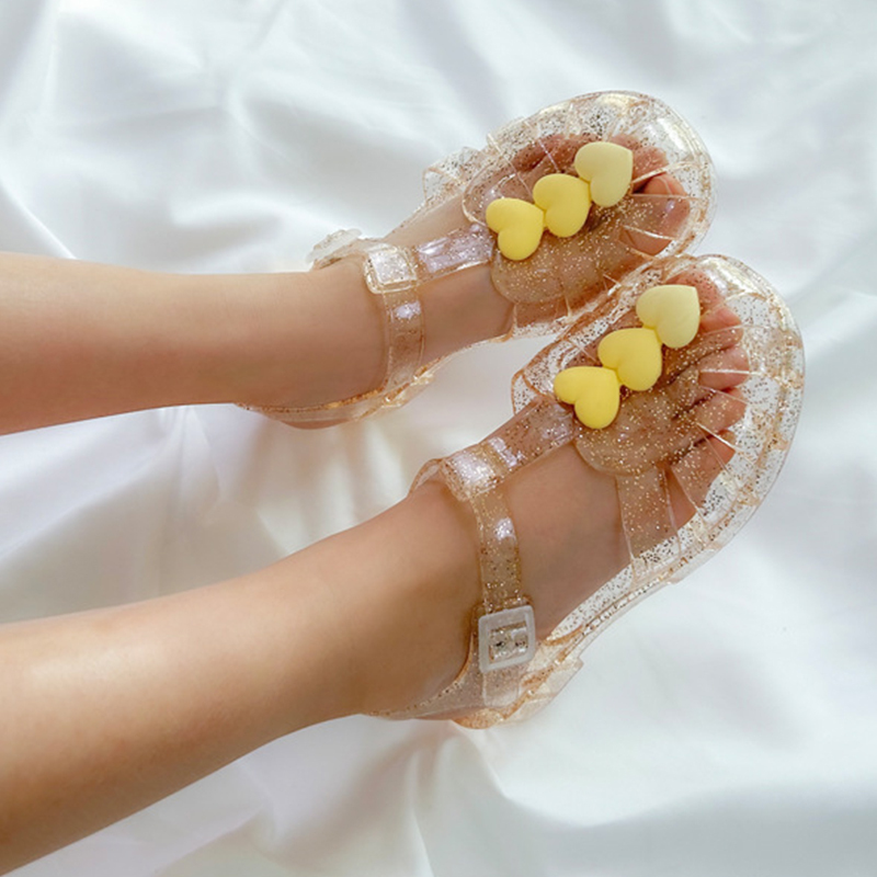 Solid Embellished Round Toe Sandals - Golden - 21.6CM - image 25