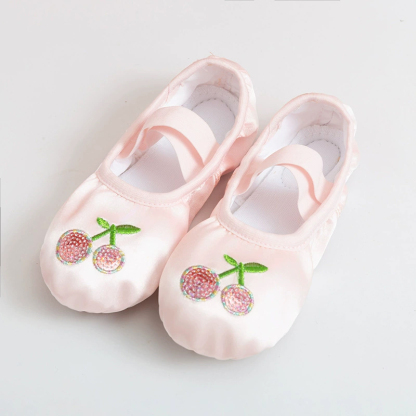 Fruit Embroidery Ballet Round Toe Flats - Sequin Nude(Cherry) - 21.5CM - image 5