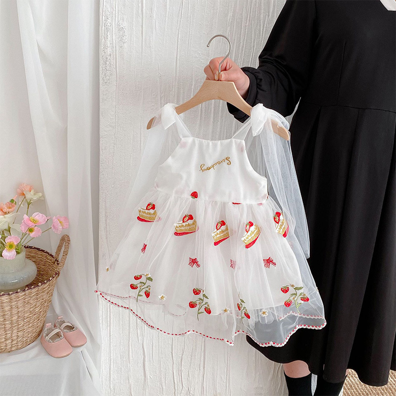  Mesh Bow Embroidery SleevelessMidi Dresses - White - 8-9Y - image 7