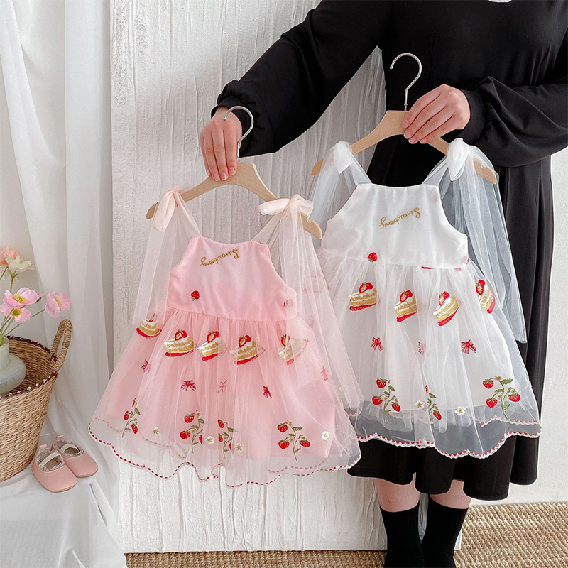  Mesh Bow Embroidery SleevelessMidi Dresses - image 1