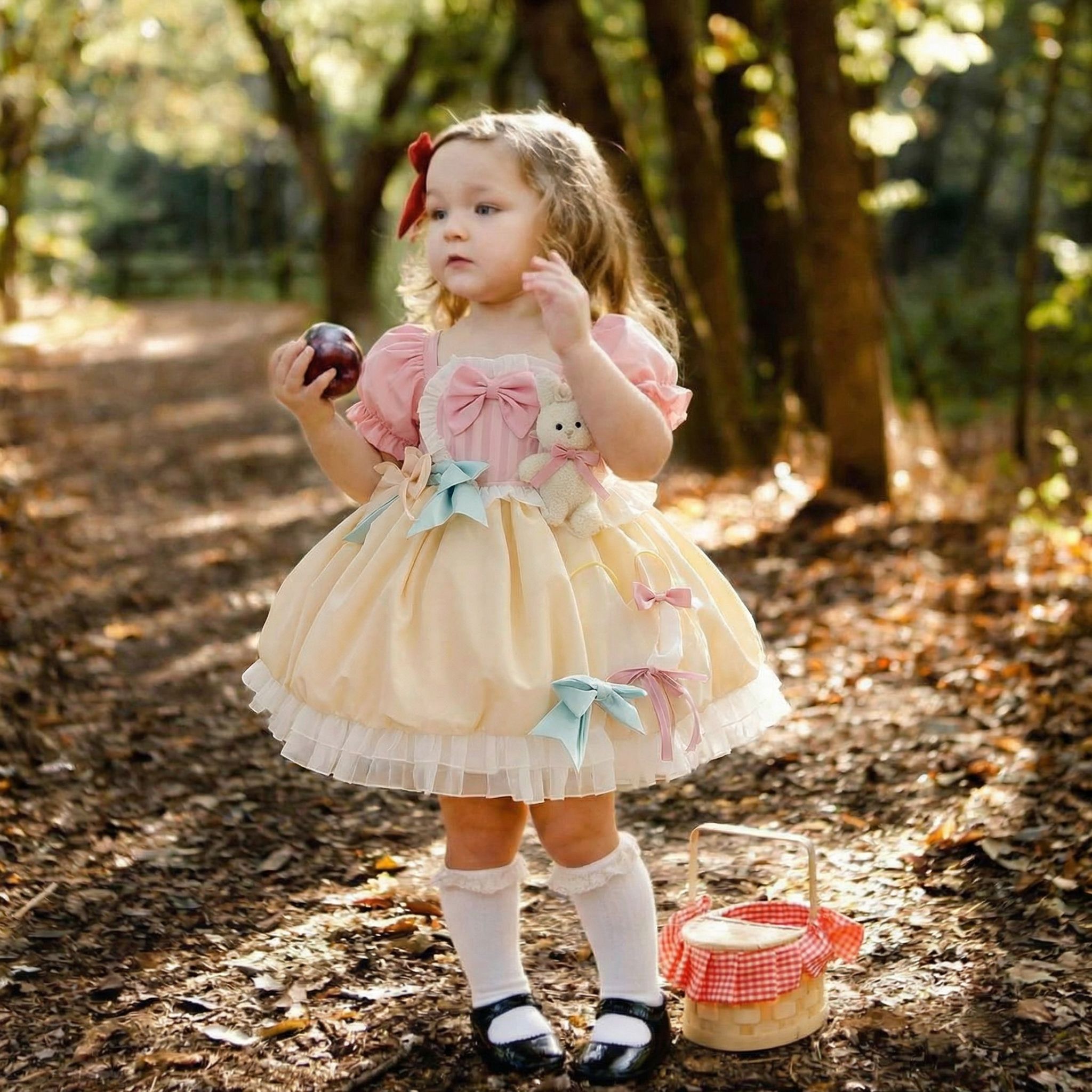 Easter Cotton-Blend Bow Short Sleeve Midi Dresses - image 4