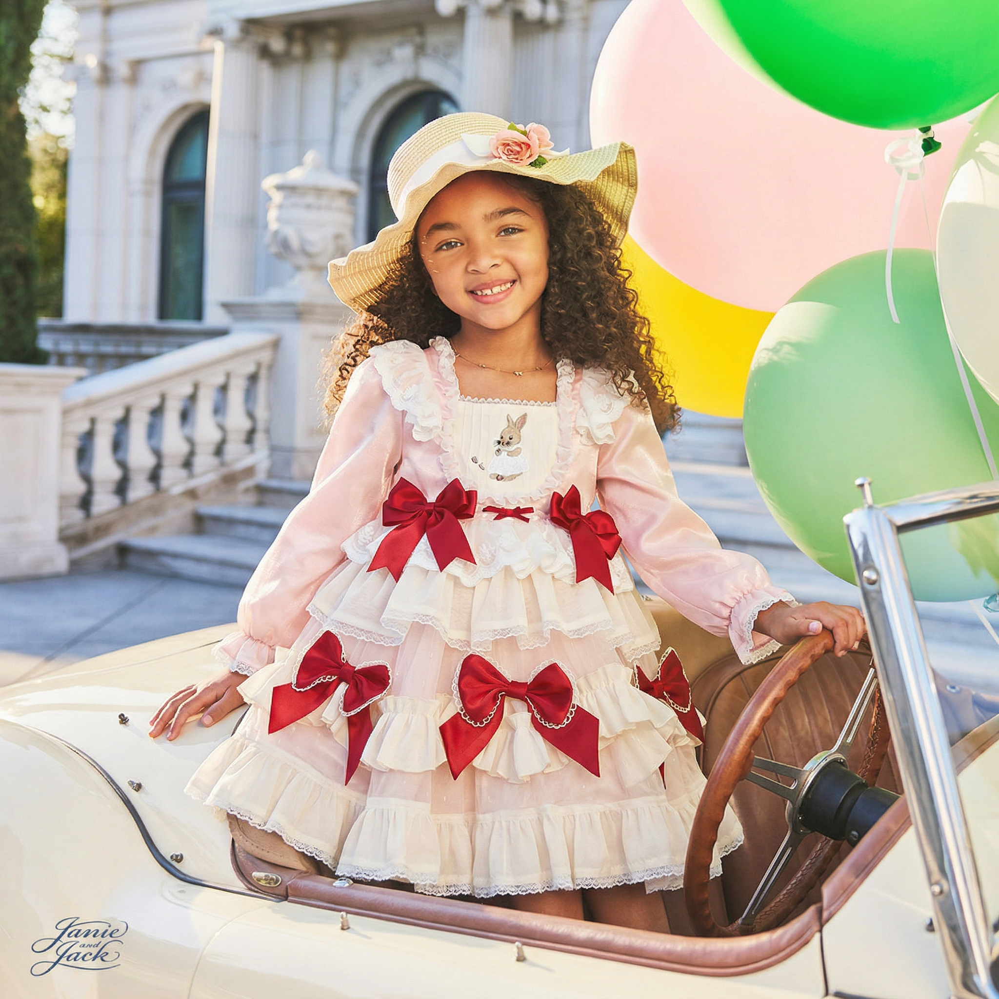 Easter Cotton-Blend Bow Long Sleeve Midi Dresses - image 5