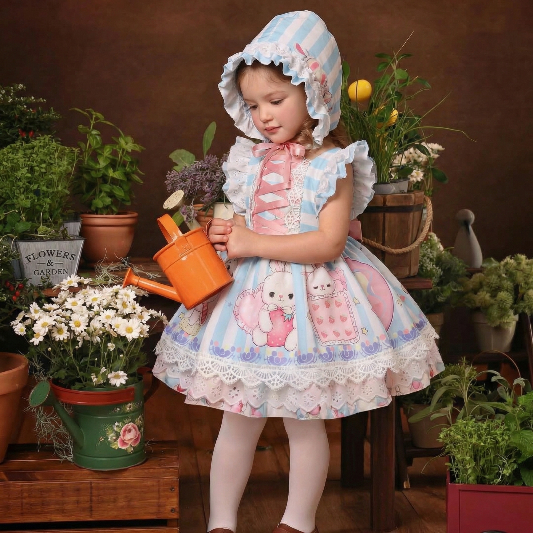 Easter Cotton-Blend Lace Short Sleeve Midi Dresses - image 2