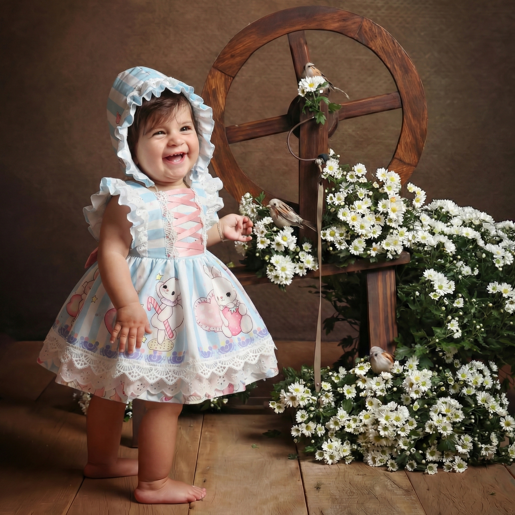 Easter Cotton-Blend Lace Short Sleeve Midi Dresses - image 4