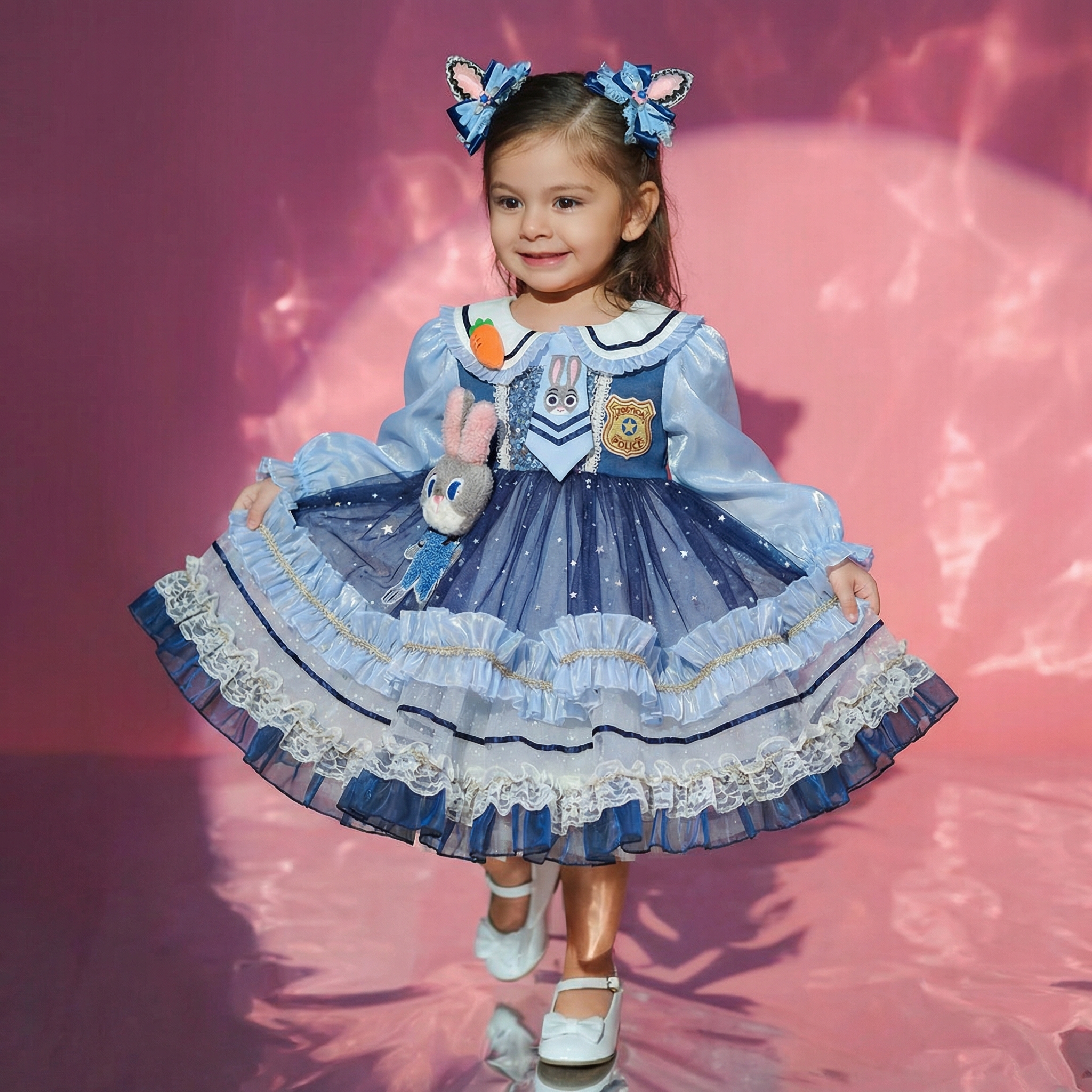 Easter Mesh Bow Long Sleeve Midi Dresses - image 4