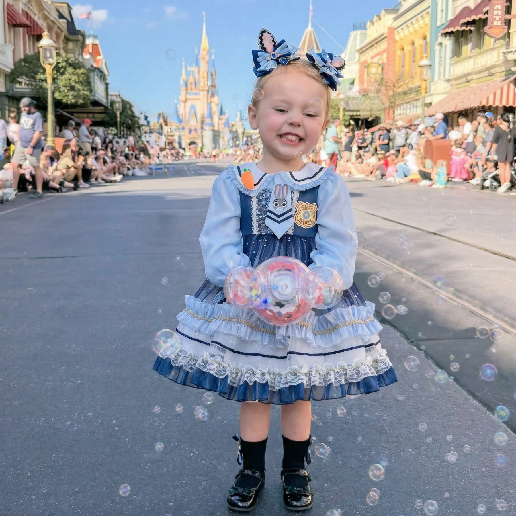 Easter Mesh Bow Long Sleeve Midi Dresses - image 5