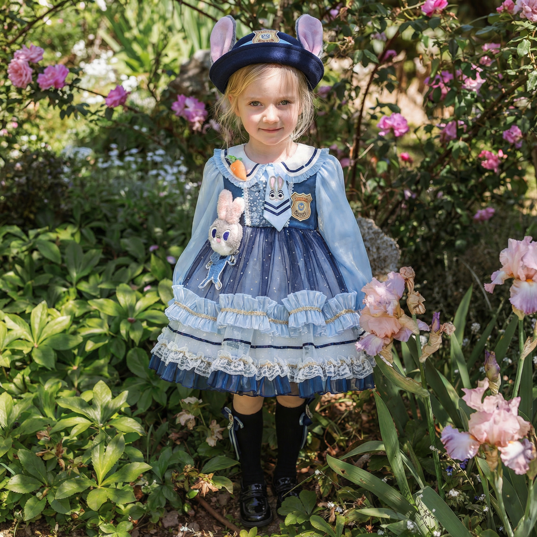 Easter Mesh Bow Long Sleeve Midi Dresses - image 2