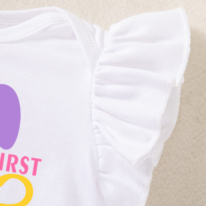 Easter Jersey&Mesh Bow Printing Cap Sleeve Midi Dresses - image 3