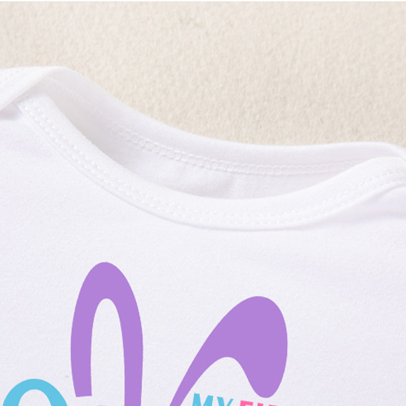 Easter Jersey&Mesh Bow Printing Cap Sleeve Midi Dresses - image 2