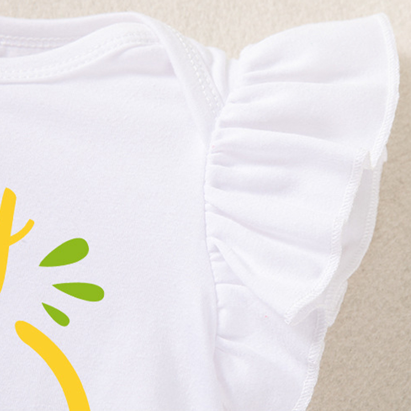 Easter Jersey&Mesh Bow Printing Cap Sleeve Midi Dresses - image 6