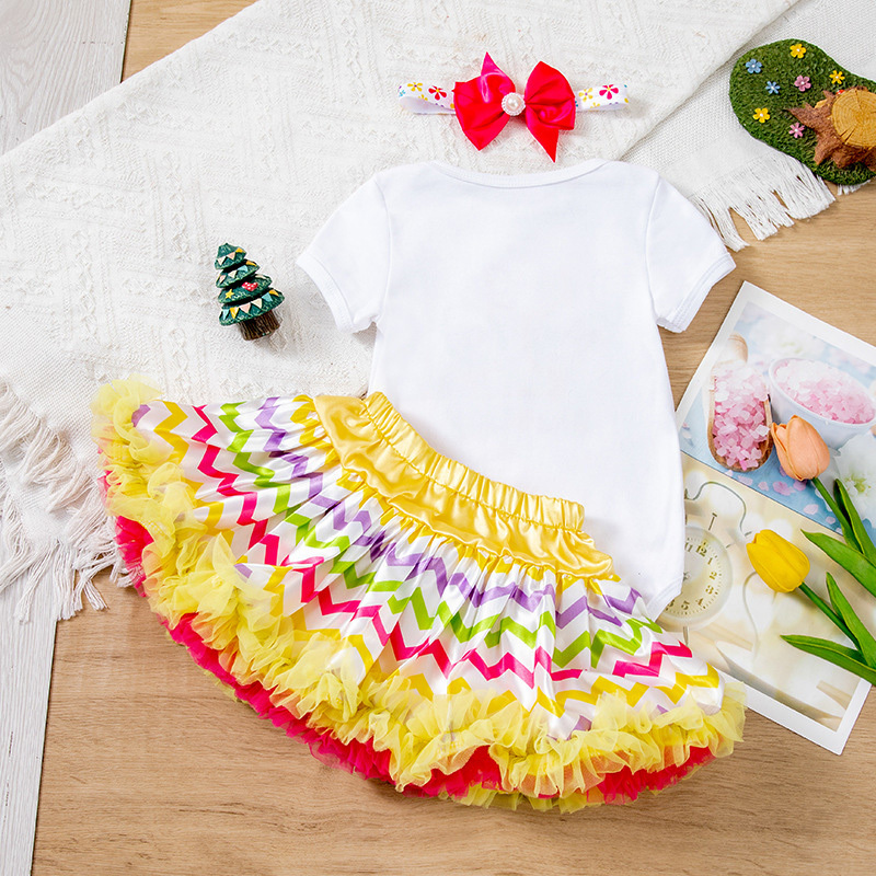 Jersey&Mesh Bow Embroidery Short Sleeve Short 3-piece Set - image 3