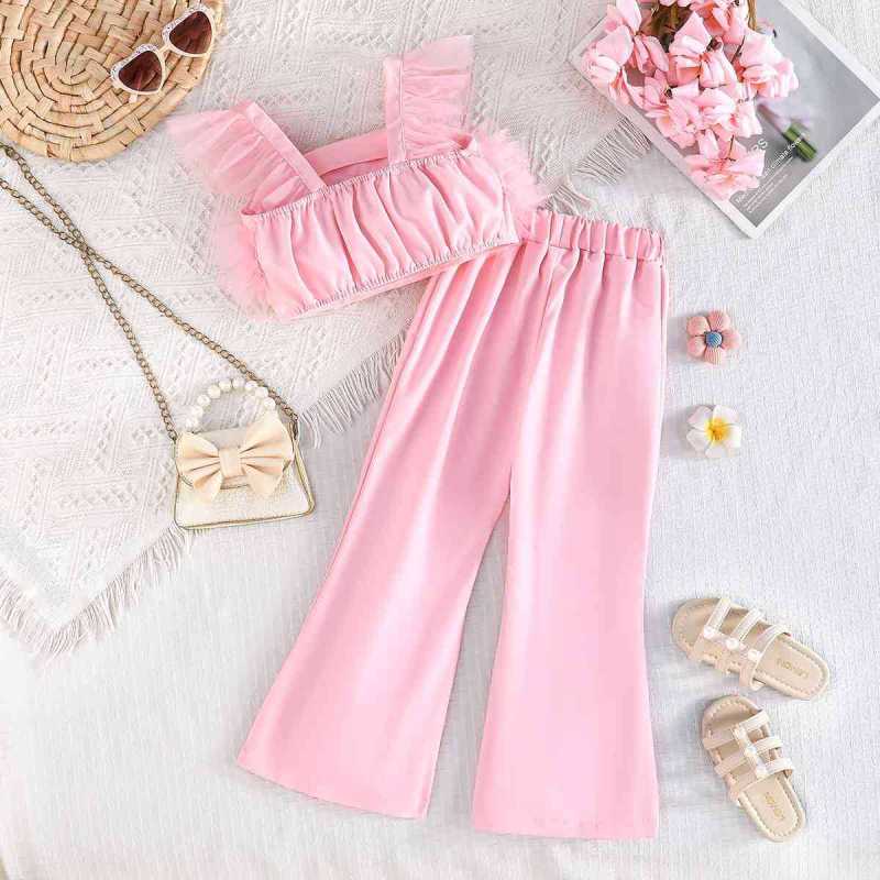Mesh& Polyester Bow Folds Cap Sleeve Long Two-piece Set - image 2