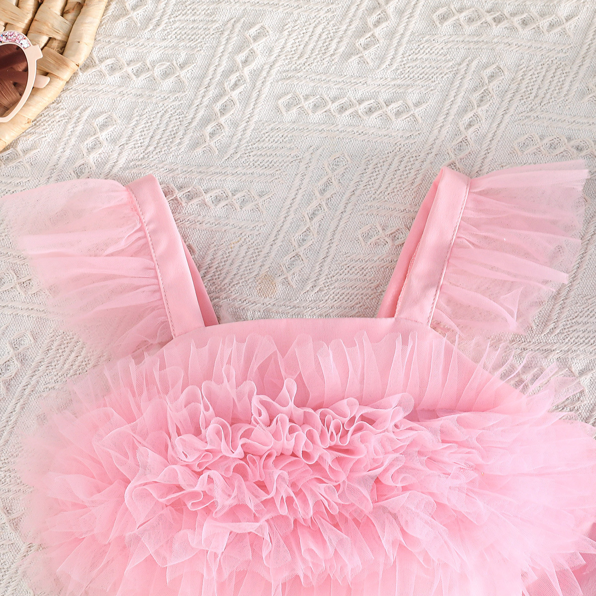 Mesh& Polyester Bow Folds Cap Sleeve Long Two-piece Set - image 3