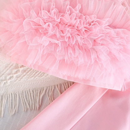 Mesh& Polyester Bow Folds Cap Sleeve Long Two-piece Set - image 4