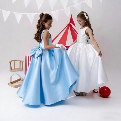 Satin Bow Sleeveless Maxi Dresses - image 1