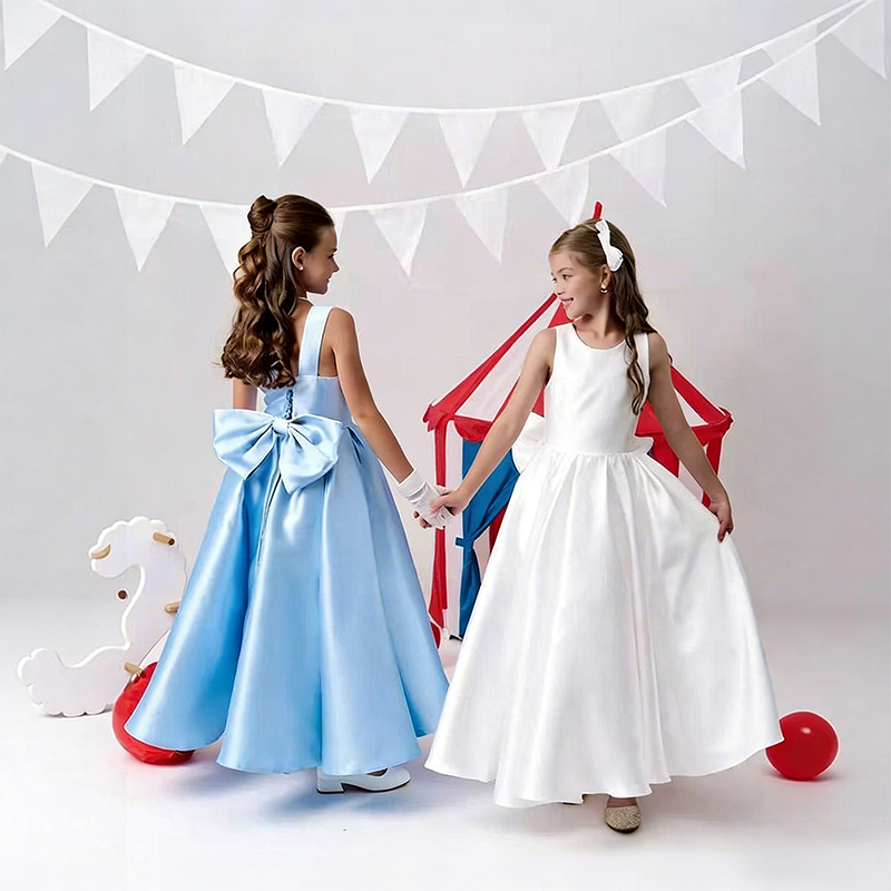 Satin Bow Sleeveless Maxi Dresses - image 8