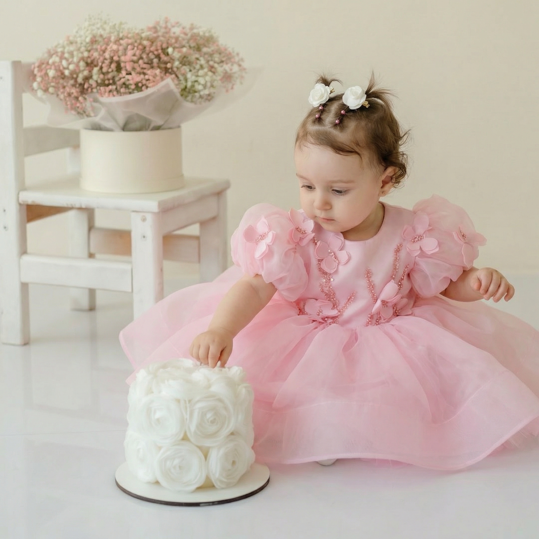 Organza Rosette Butterfly Short Sleeve Midi Dresses - image 4