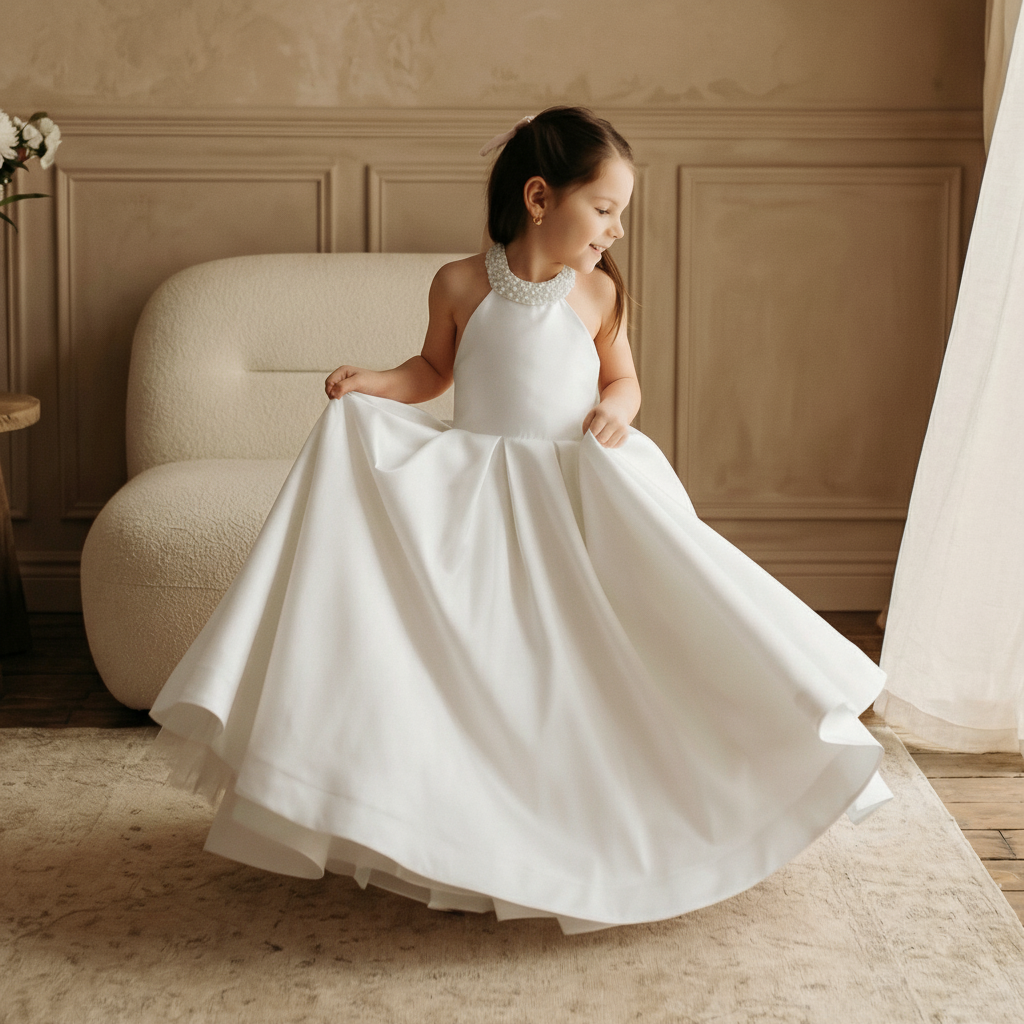 Satin Lace-up Imitation Pearls Sleeveless Maxi Dresses - image 3