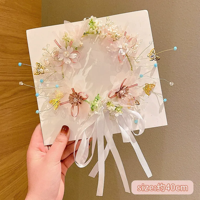 Easter Solid Rosette Hairband - Pink Butterfly Gold Garland - image 9