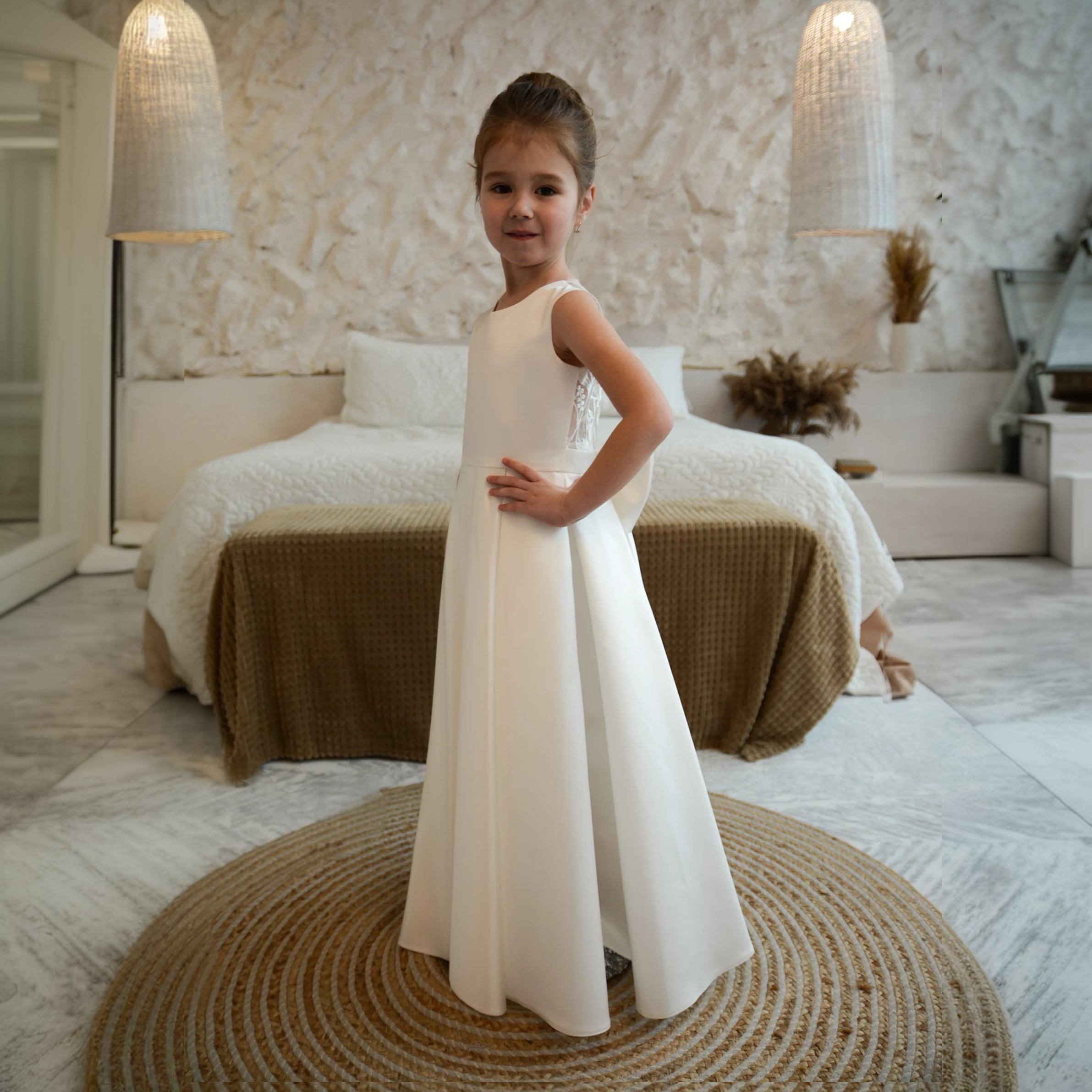 Satin Lace Bow Sleeveless Maxi Dresses - image 6