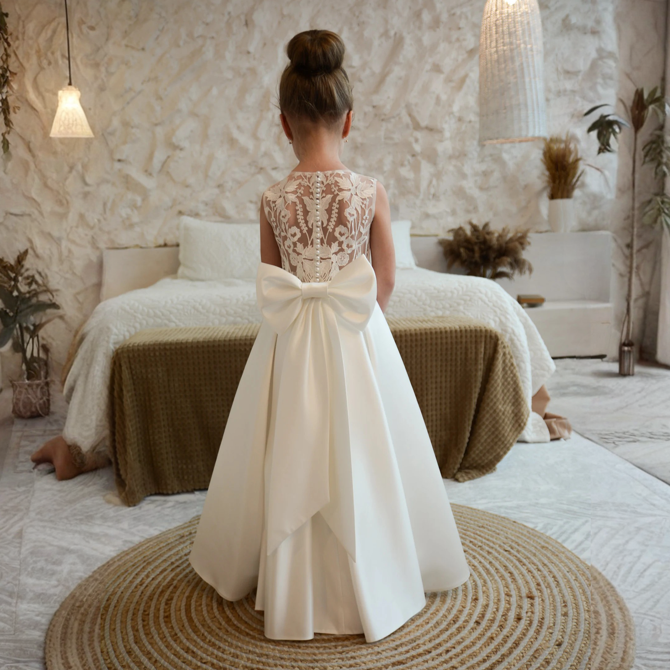 Satin Lace Bow Sleeveless Maxi Dresses - image 4