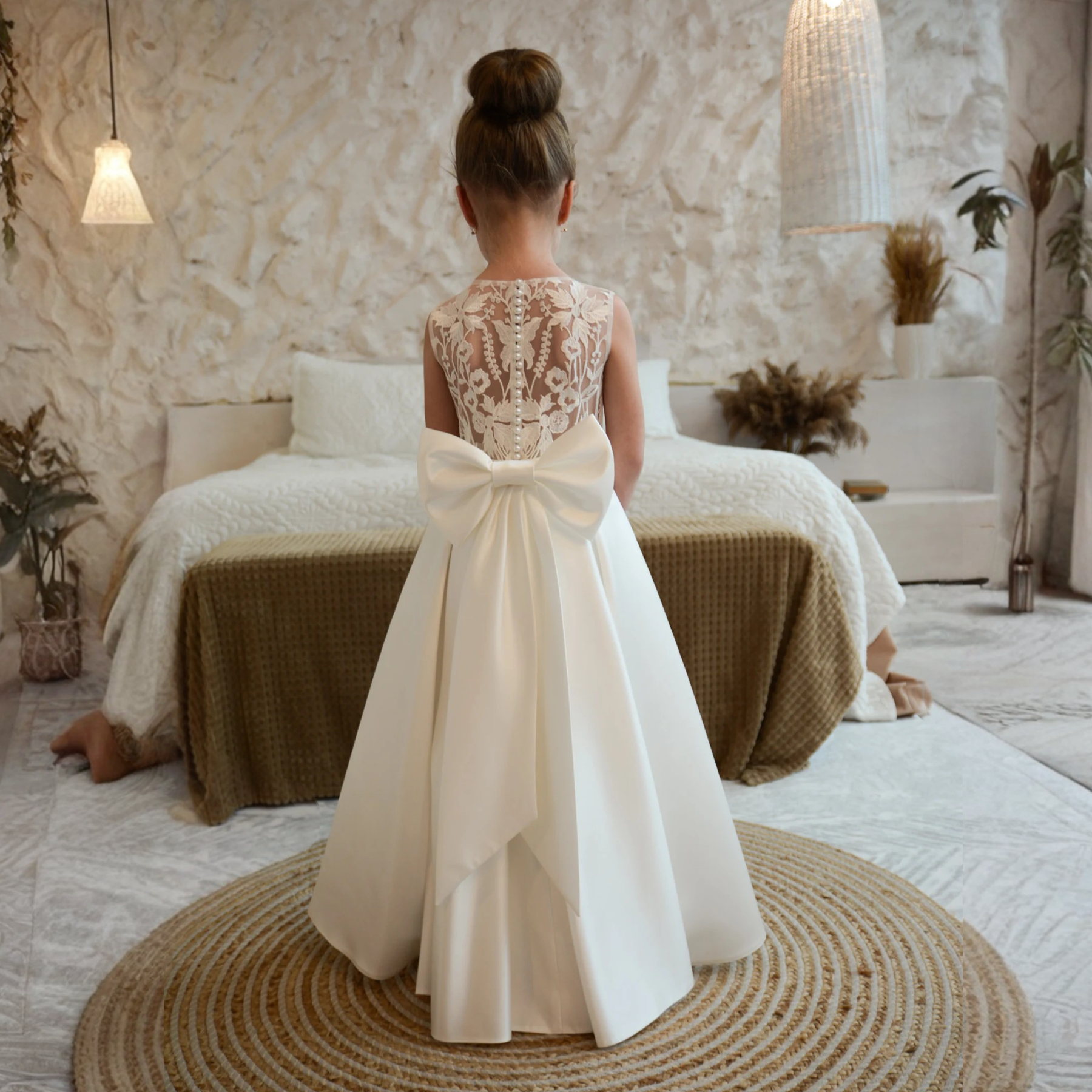 Satin Lace Bow Sleeveless Maxi Dresses - image 4