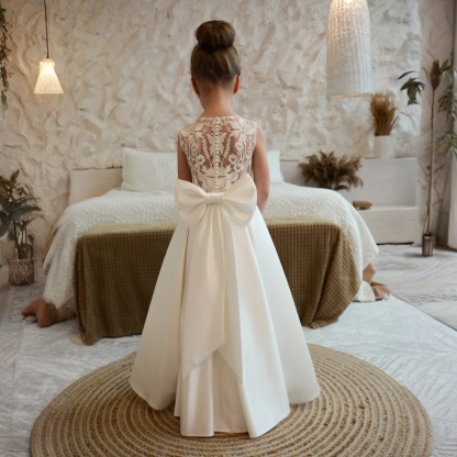 Satin Lace Bow Sleeveless Maxi Dresses - image 4