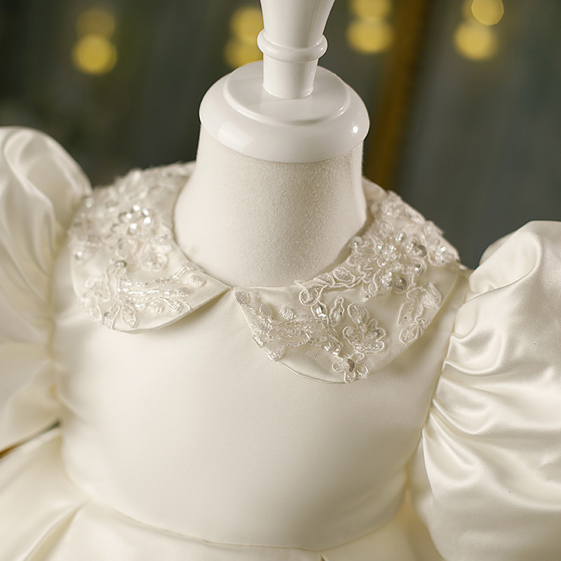 Satin Bow Embroidery Short Sleeve Midi Dresses - image 4