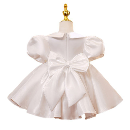 Satin Bow Short Sleeve Midi Dresses - image 5