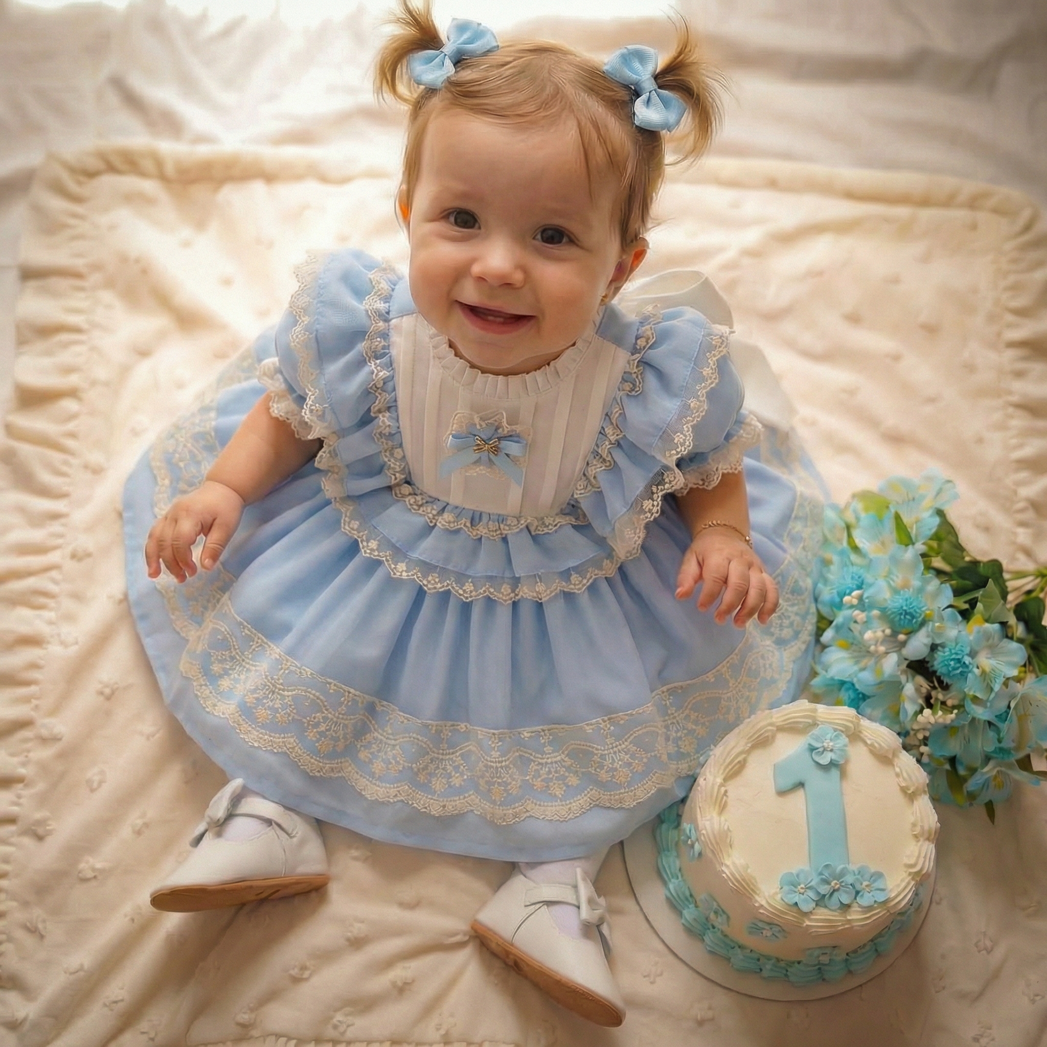 100% Cotton Lace Edge Folds Short Sleeve Midi Dresses - image 2