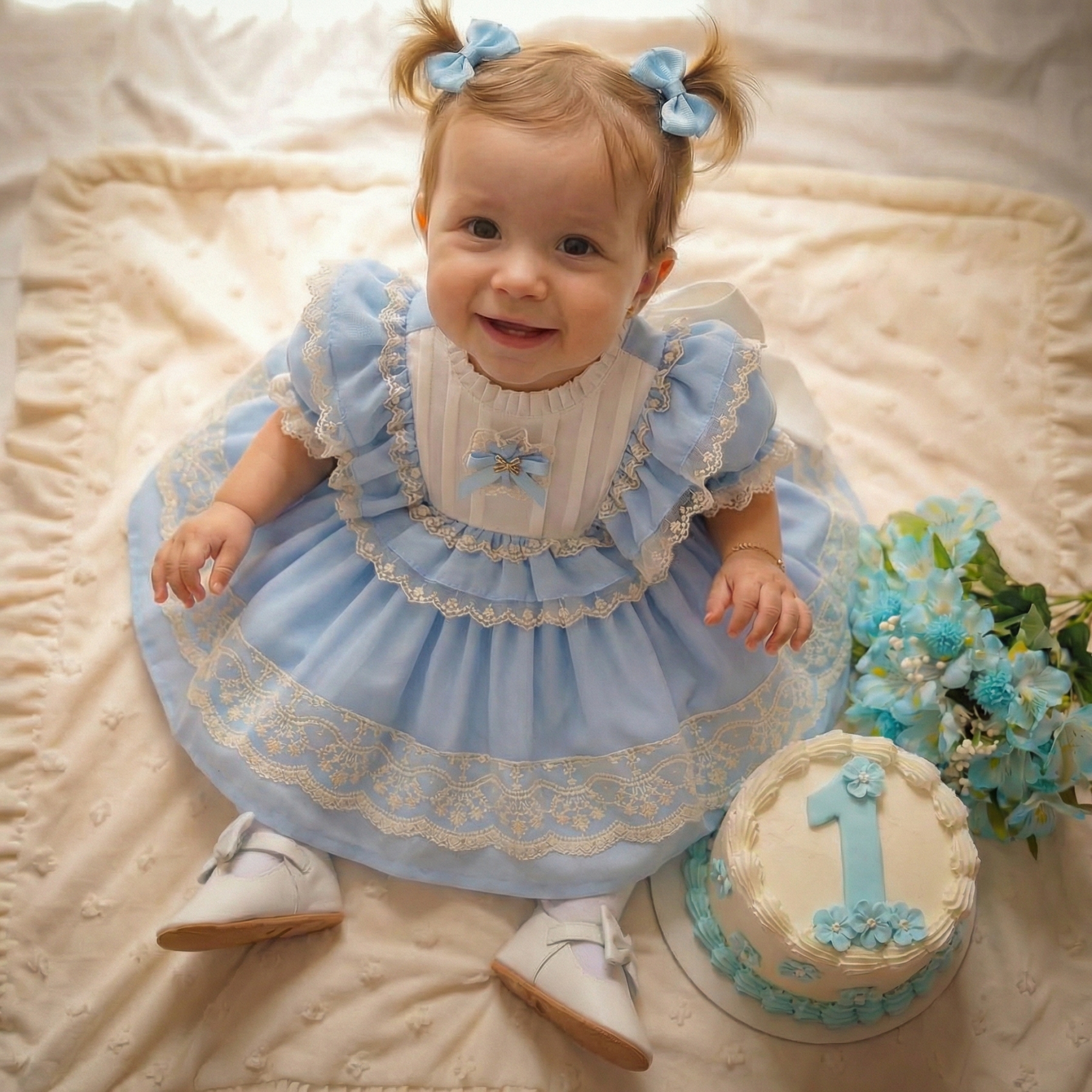 100% Cotton Lace Edge Folds Short Sleeve Midi Dresses - image 2