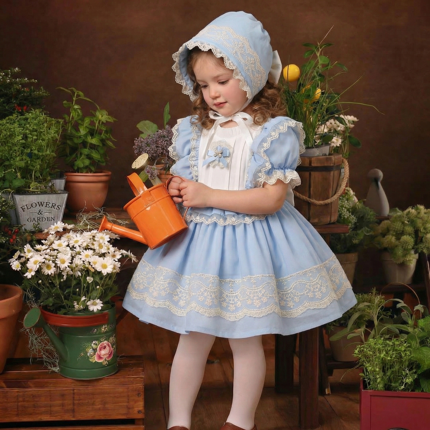 100% Cotton Lace Edge Folds Short Sleeve Midi Dresses - image 3