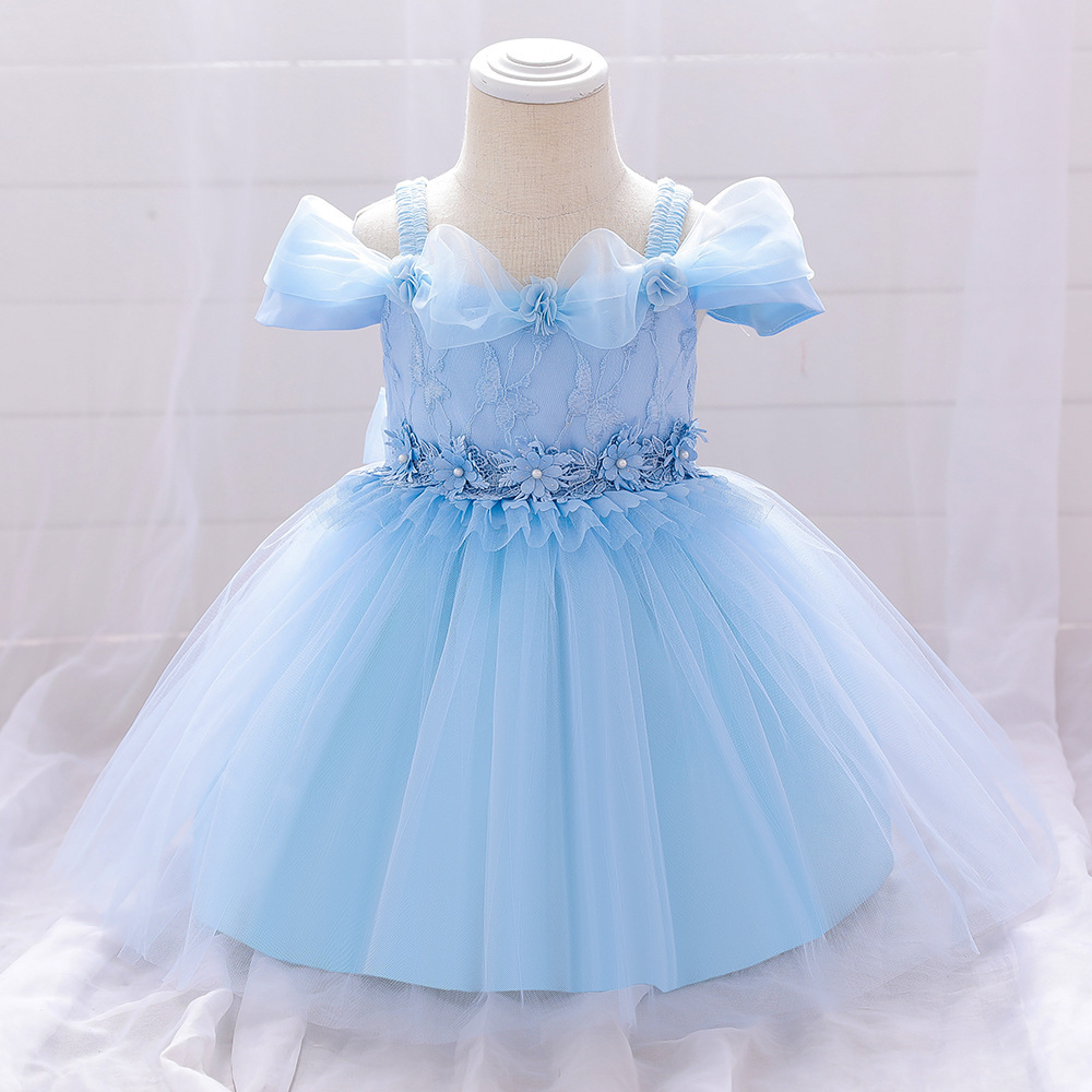 Easter Mesh Rosette Sleeveless Midi Dresses - Blue - 1-2Y - image 6