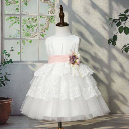 Lace Tiered Lace Edge Sleeveless Mid-long Dresses - image 2