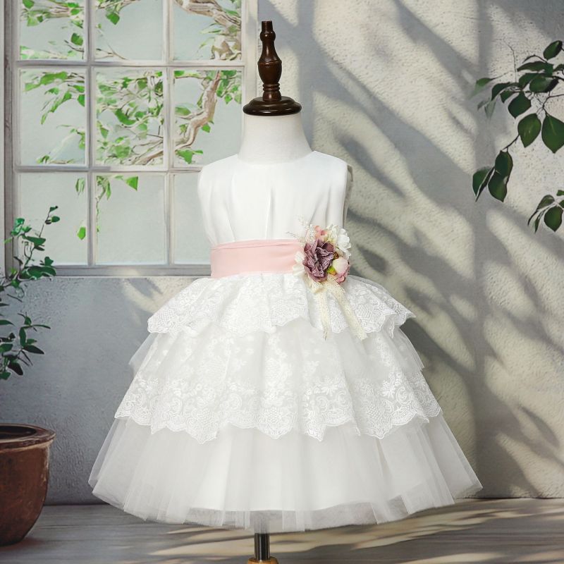 Lace Tiered Lace Edge Sleeveless Mid-long Dresses - image 2