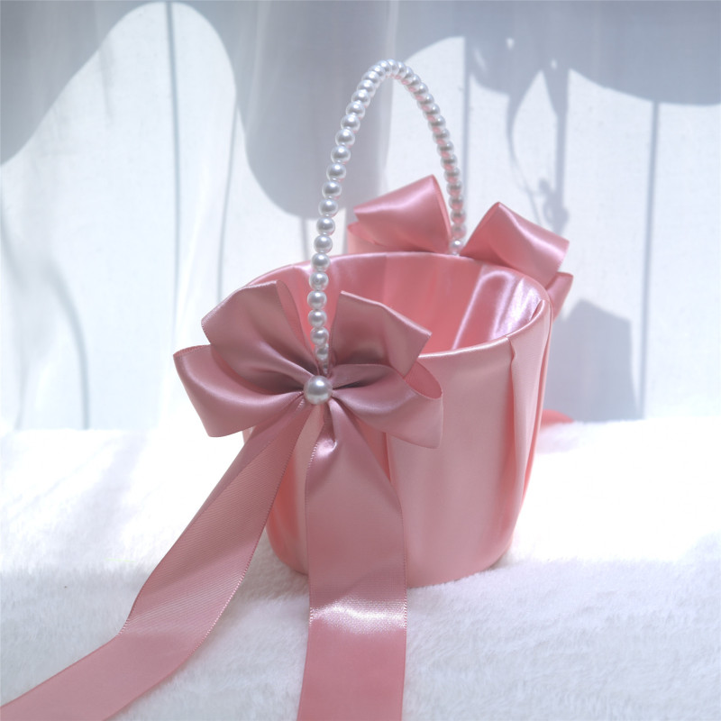 Solid With Bow Flower Basket - Pink - image 3