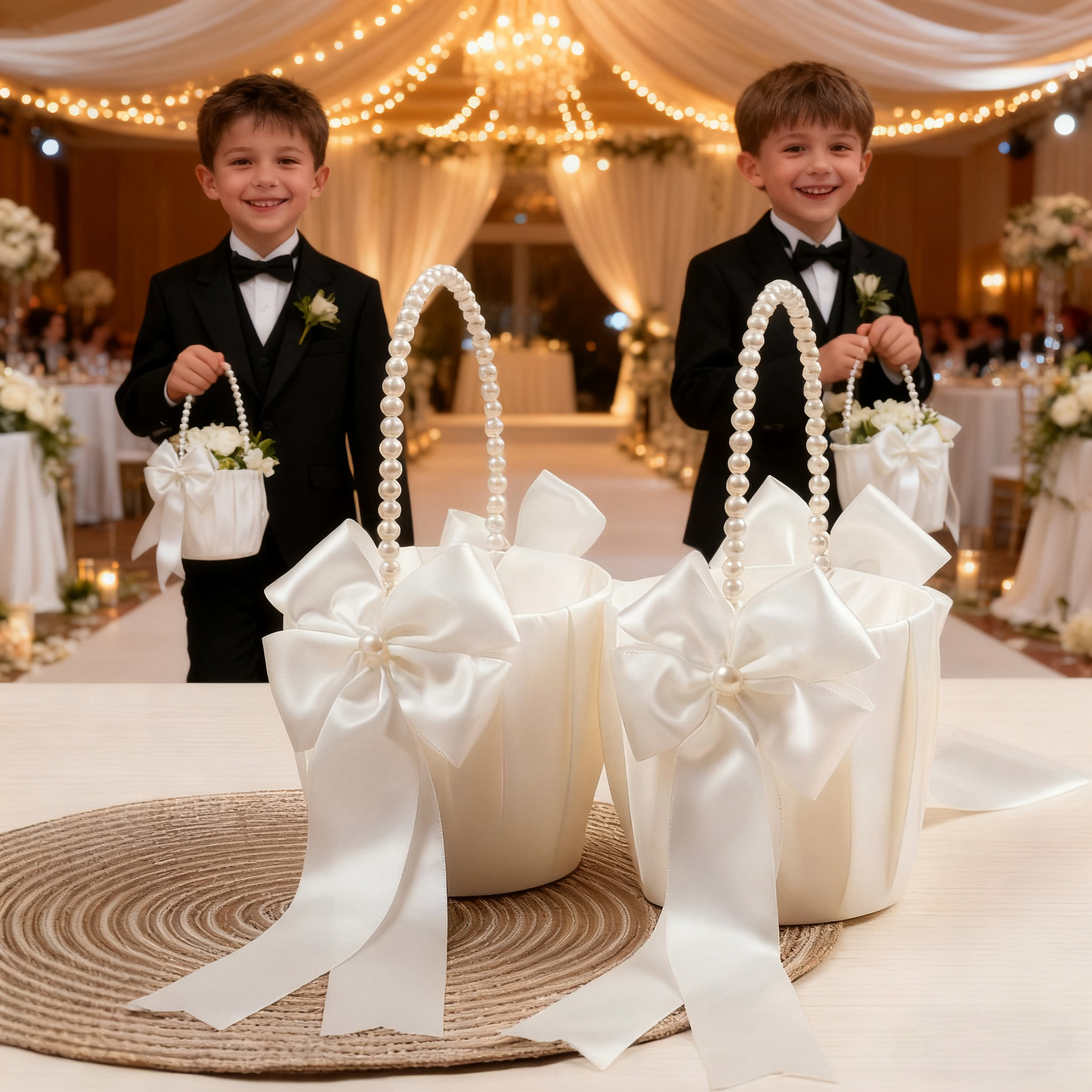 Solid With Bow Flower Basket - image 2