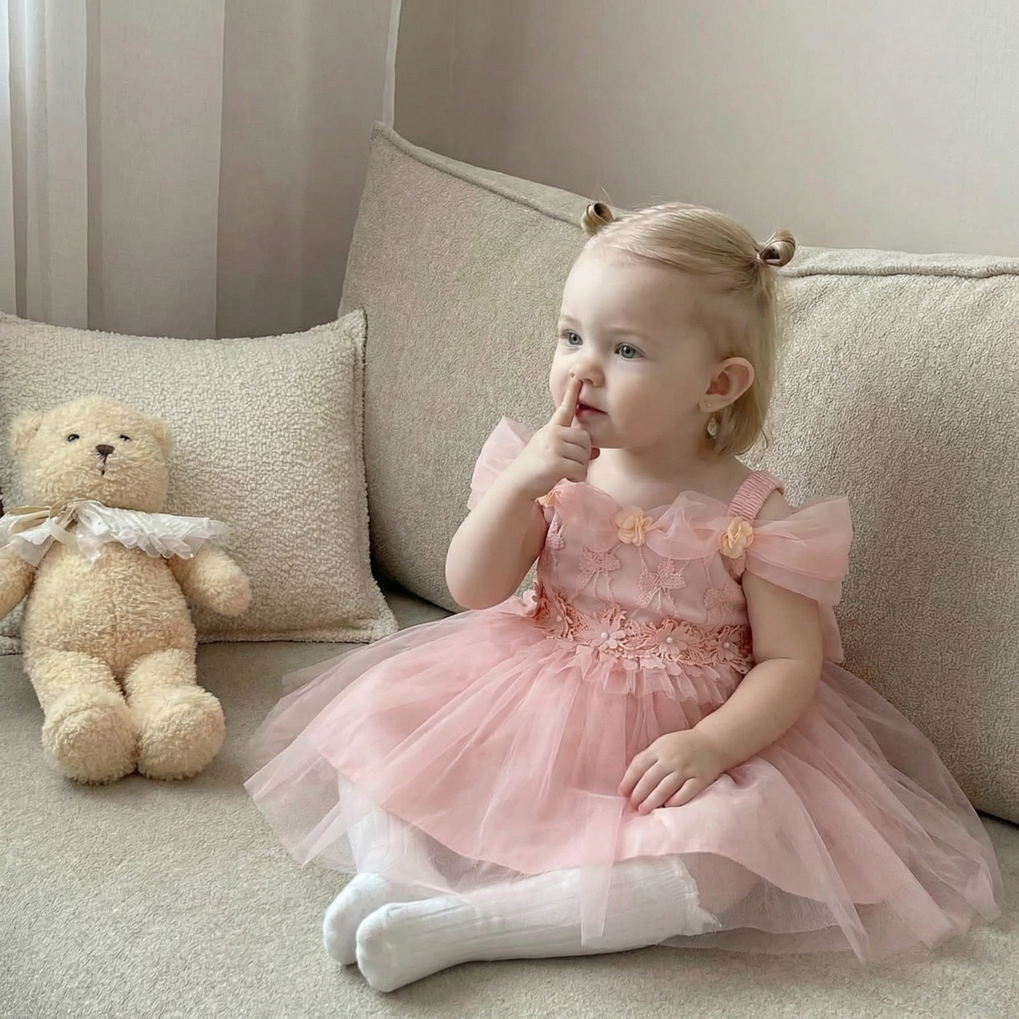 Easter Mesh Rosette Sleeveless Midi Dresses - image 1