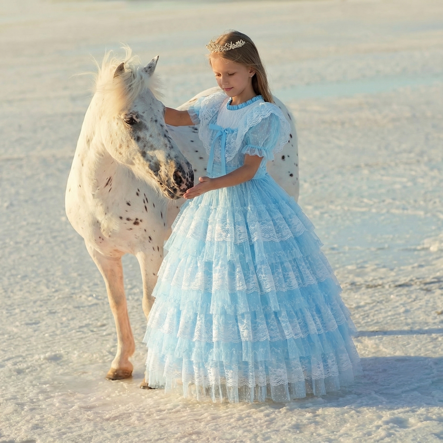 Easter Lace Split Joint Tiered Short Sleeve Maxi Dresses - image 3
