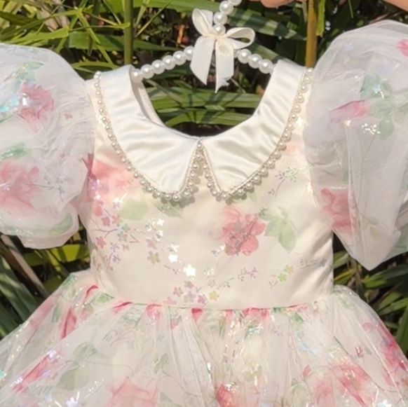 Organza Printing Short Sleeve Midi Dresses - image 2