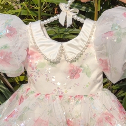 Organza Printing Short Sleeve Midi Dresses - image 2