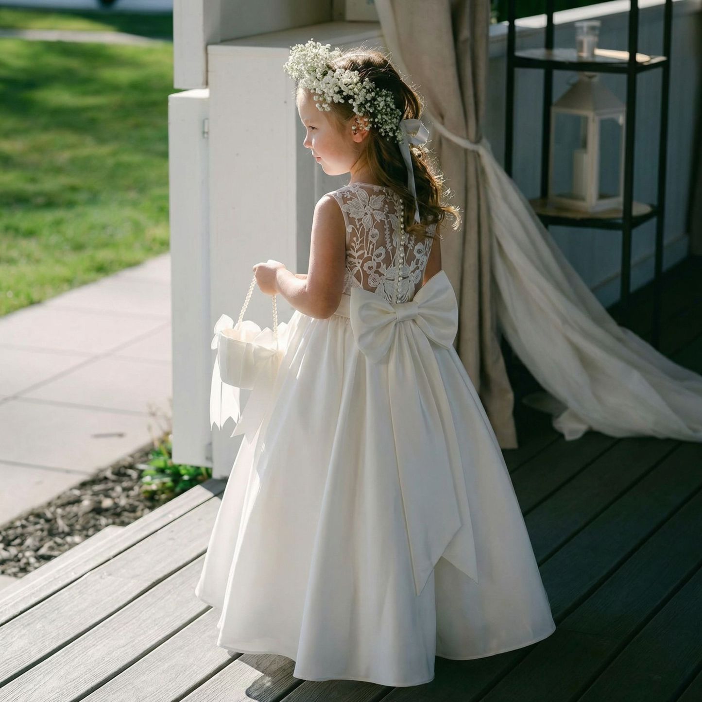 Satin Lace Bow Sleeveless Maxi Dresses - image 2