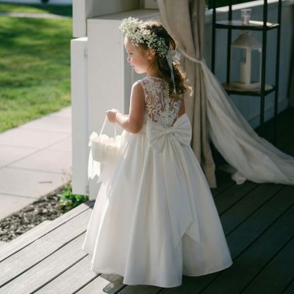 Satin Lace Bow Sleeveless Maxi Dresses - image 2